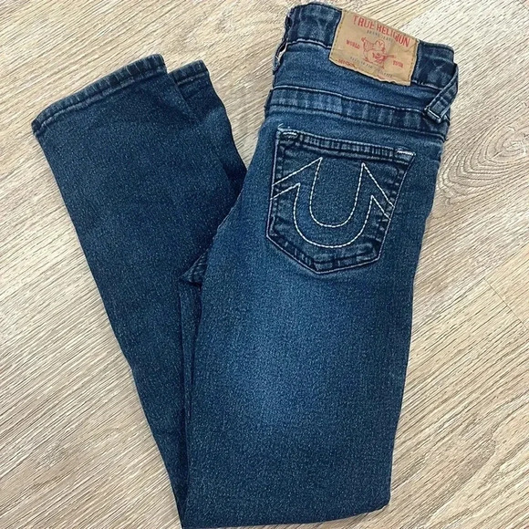 True Religion Geno Skinny Jeans Girls Size‎ 8 Relaxed Slim Fit Distressed - Picture 1 of 14